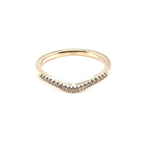 14K White Gold Diamond Curve Band Ring - Picture 1 of 9